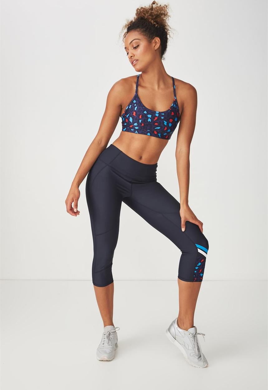 Cotton On - Placement print crop legging - navy 
