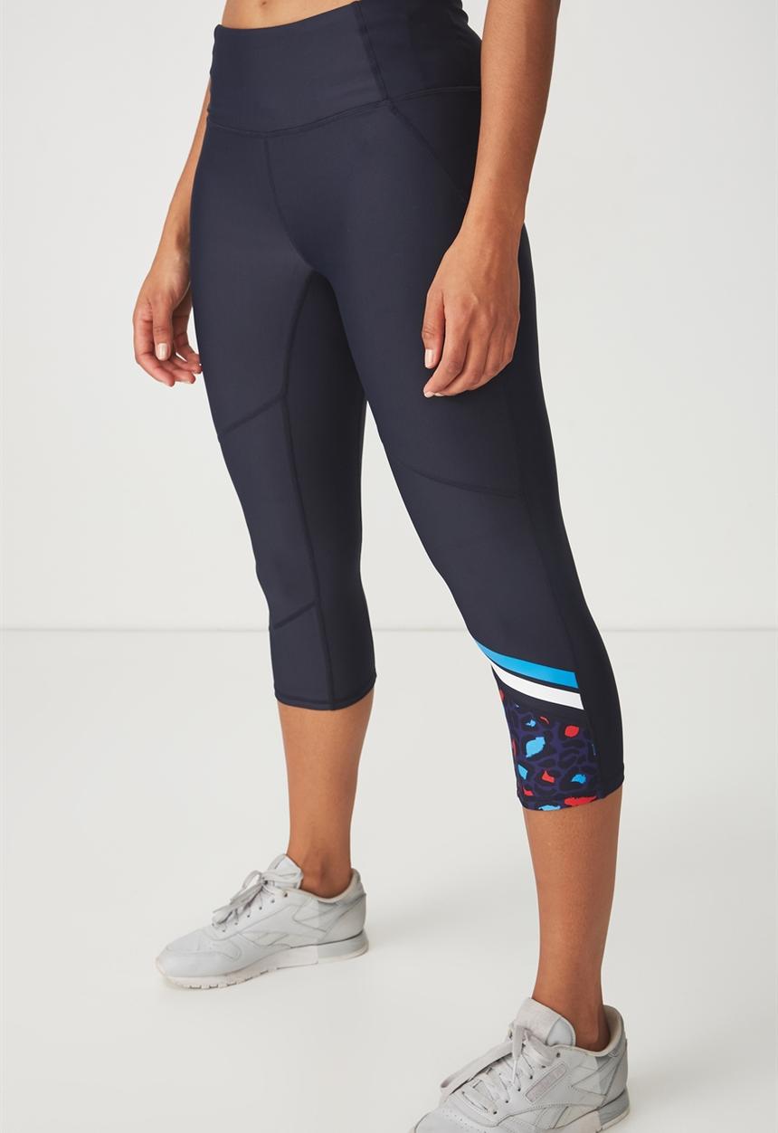 Cotton On - Placement print crop legging - navy 