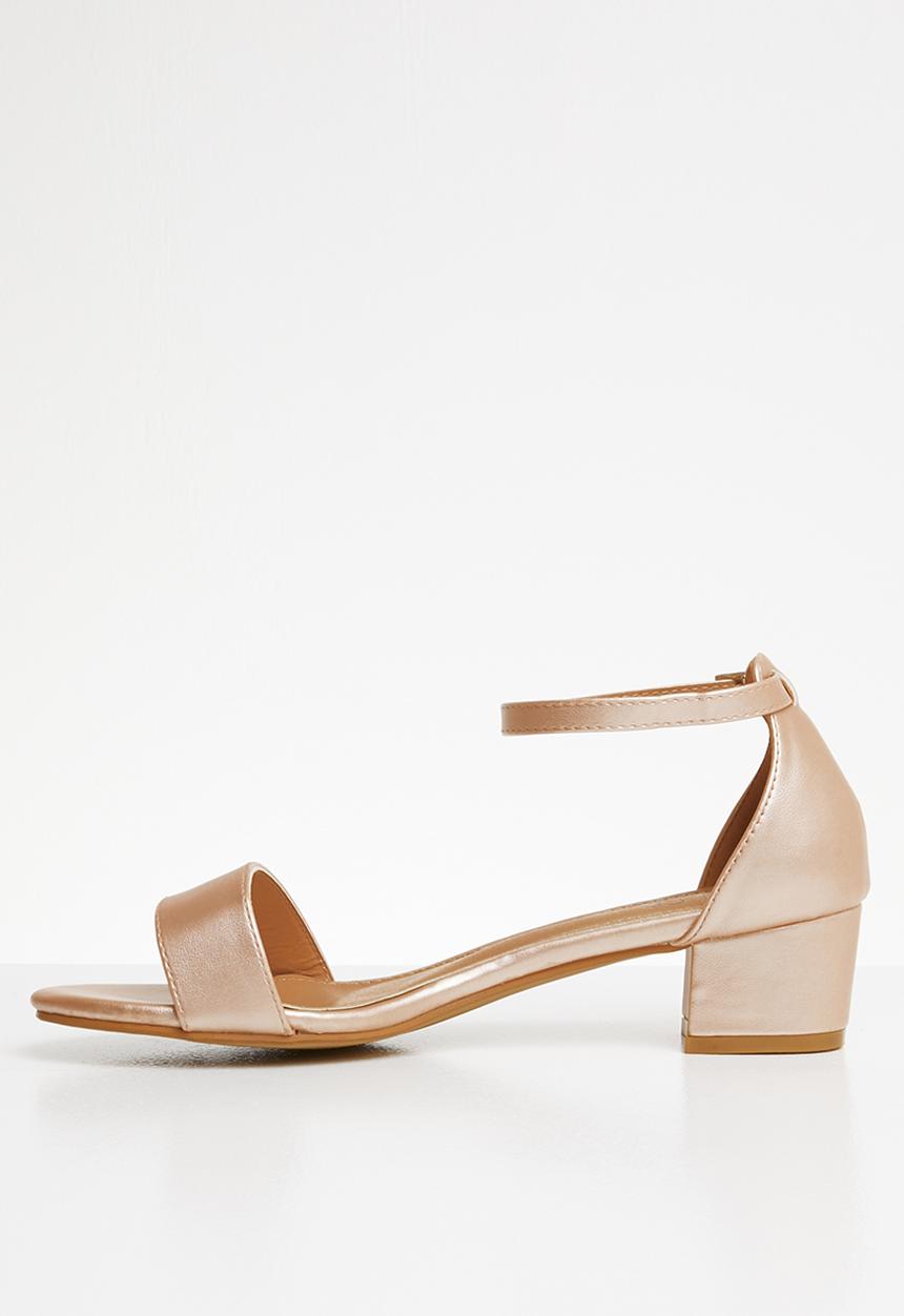 STYLE REPUBLIC - Ankle strap open toe heels - rose gold