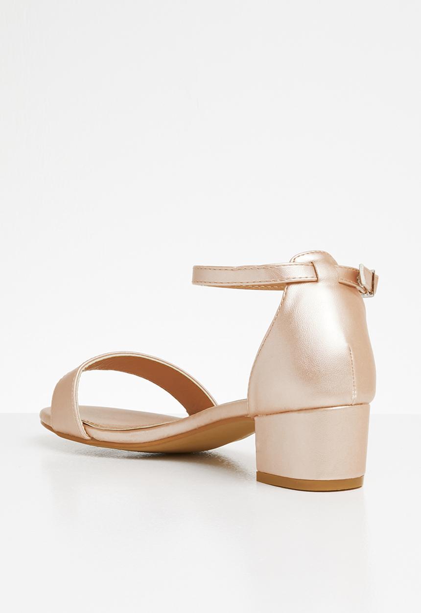 STYLE REPUBLIC - Ankle strap open toe heels - rose gold