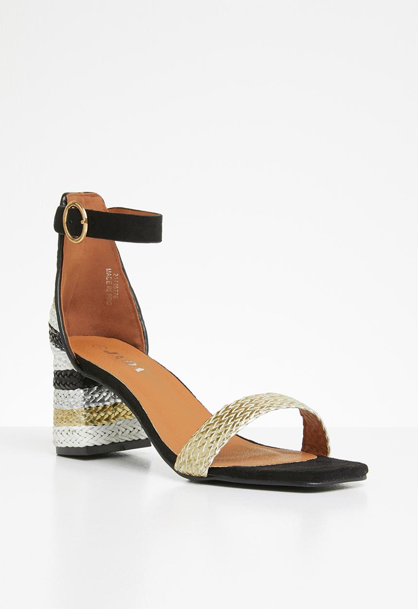 Jada - Metallic colour block heel - black