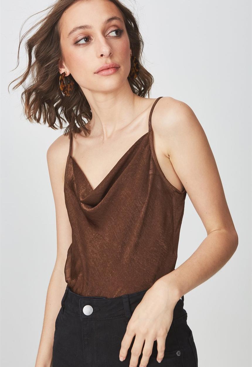 Cotton On - Delta cowl neck cami - brown