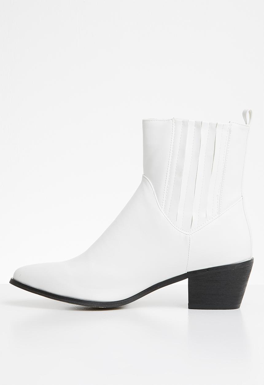 Public Desire - Beetle western ankle boot - white 