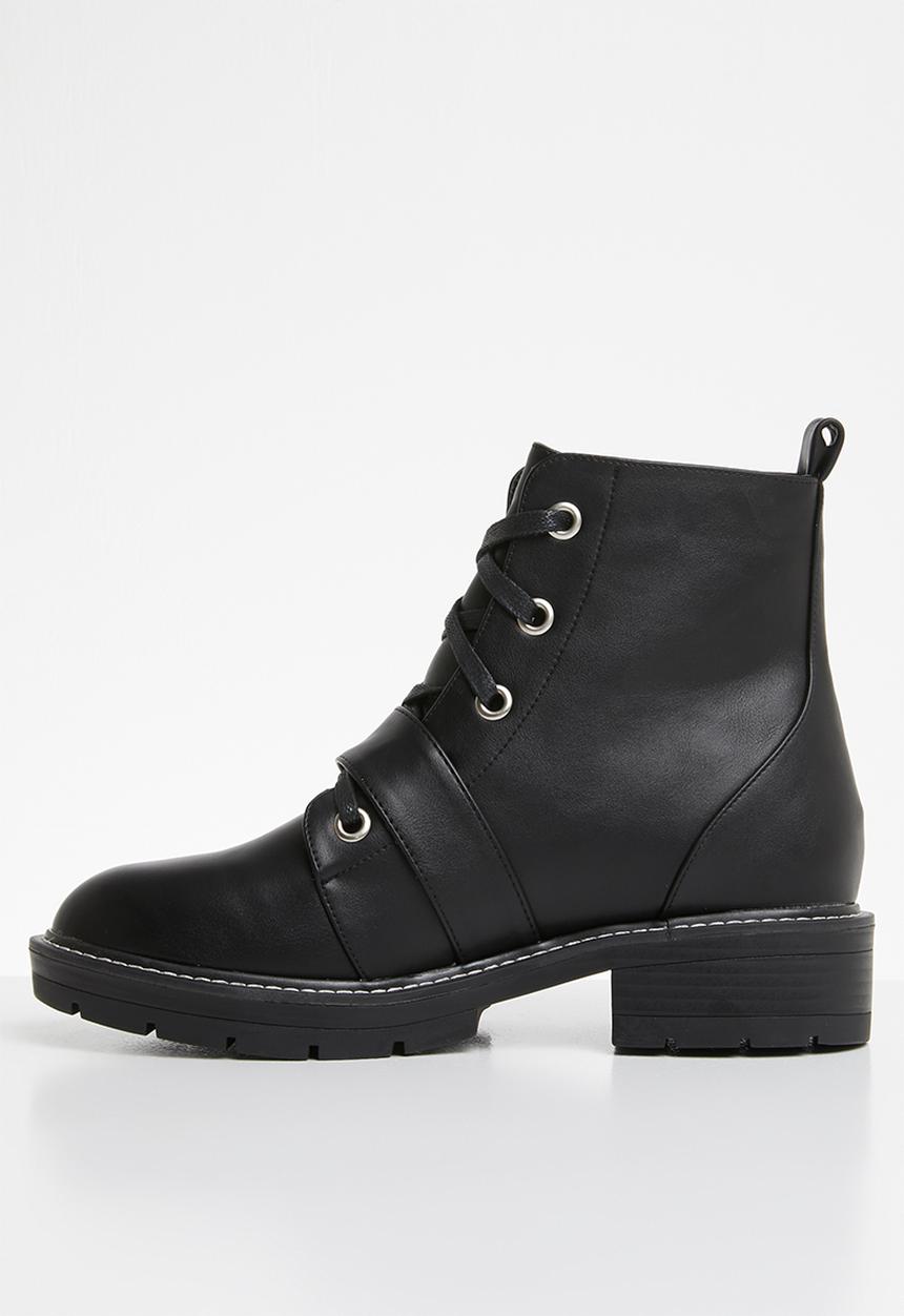 Public Desire - Regeneration silver hardware flat boot - black 