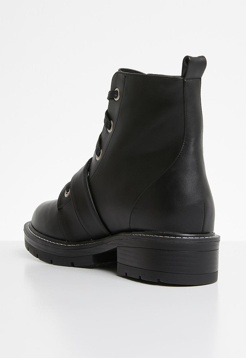 Public Desire - Regeneration silver hardware flat boot - black 