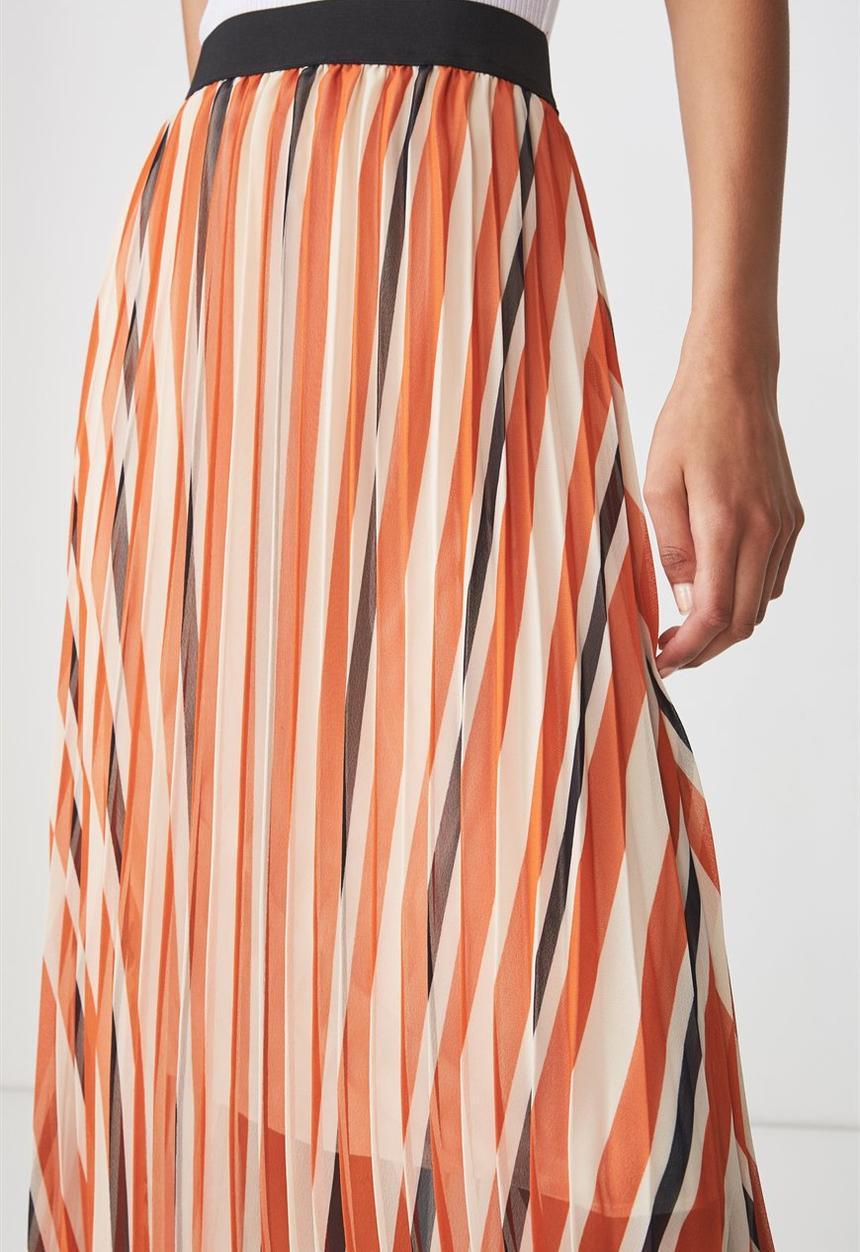 Cotton On - Woven pleated midi skirt - orange 