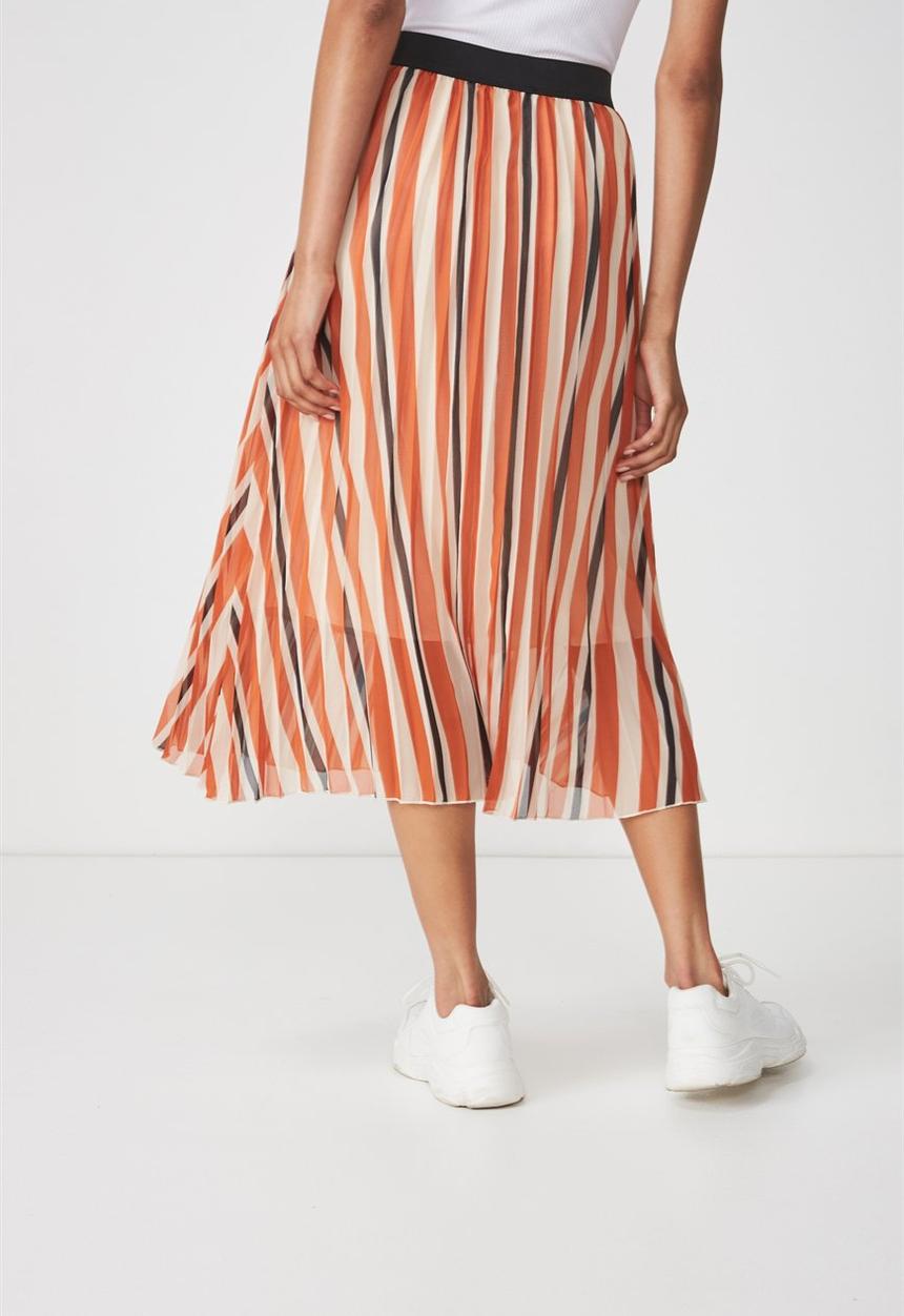 Cotton On - Woven pleated midi skirt - orange 