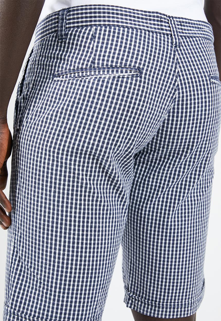 STYLE REPUBLIC - Fine check shorts - navy & white 