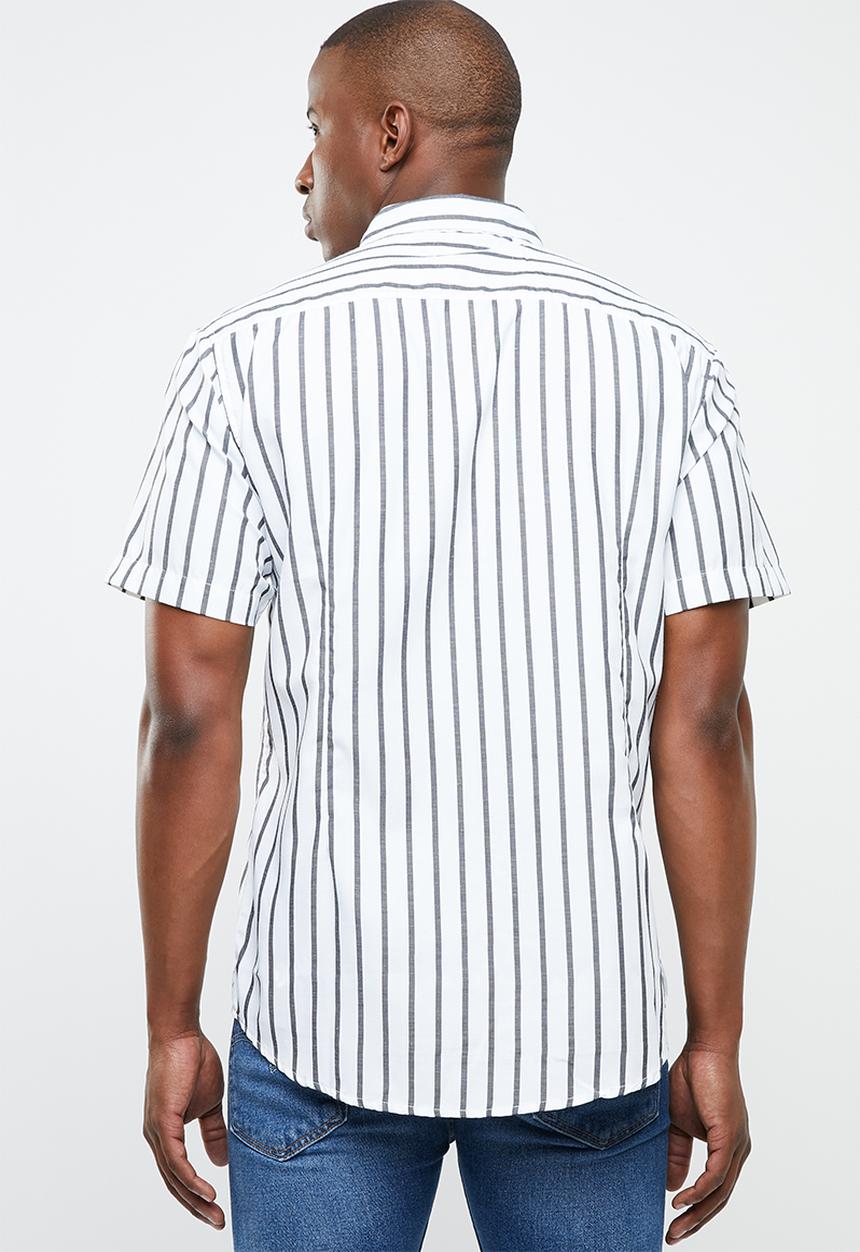 STYLE REPUBLIC - Iconic striped short sleeve shirt - black & white 