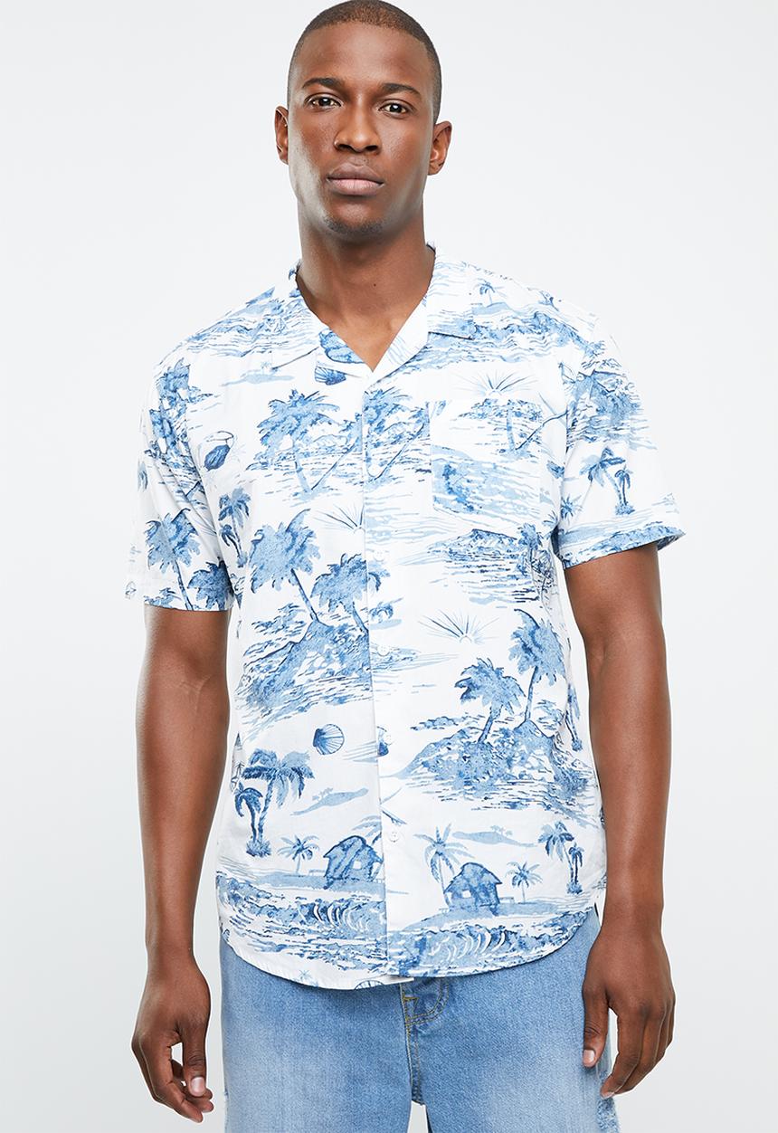 STYLE REPUBLIC - Captain revere collar shirt - white & blue