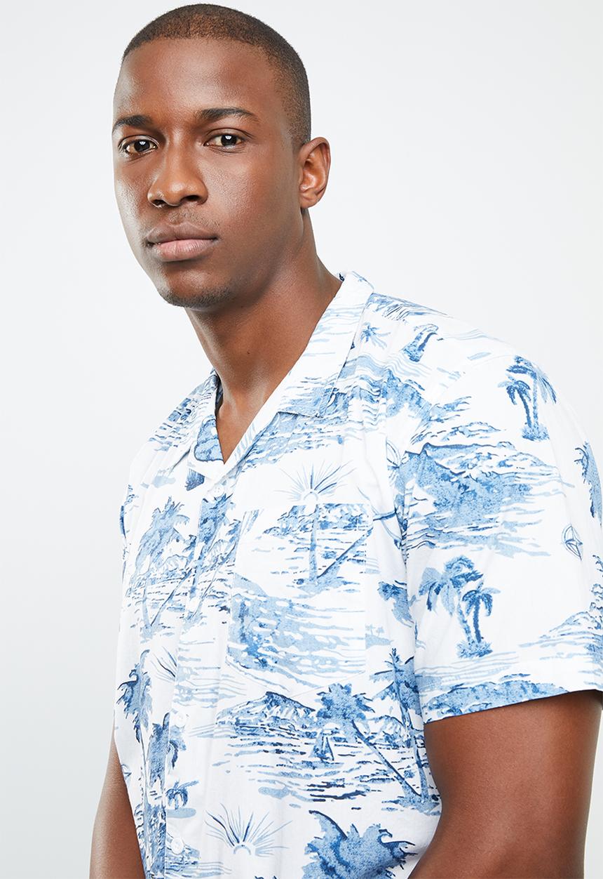 STYLE REPUBLIC - Captain revere collar shirt - white & blue