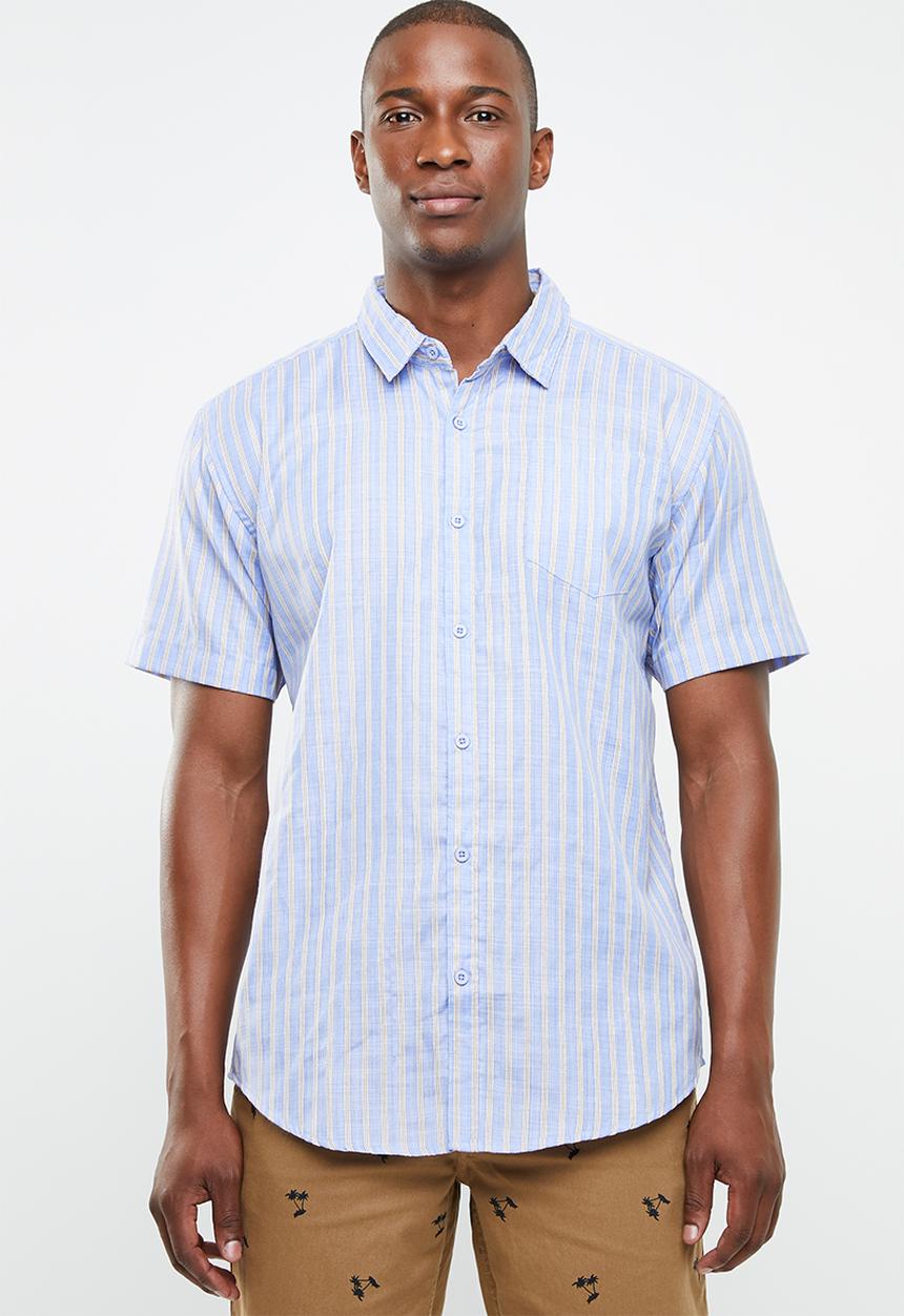STYLE REPUBLIC - Docks striped short sleeve shirt - blue & yellow