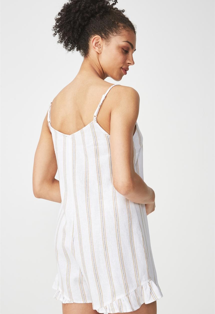 Cotton On - Woven lily strappy frill playsuit - white