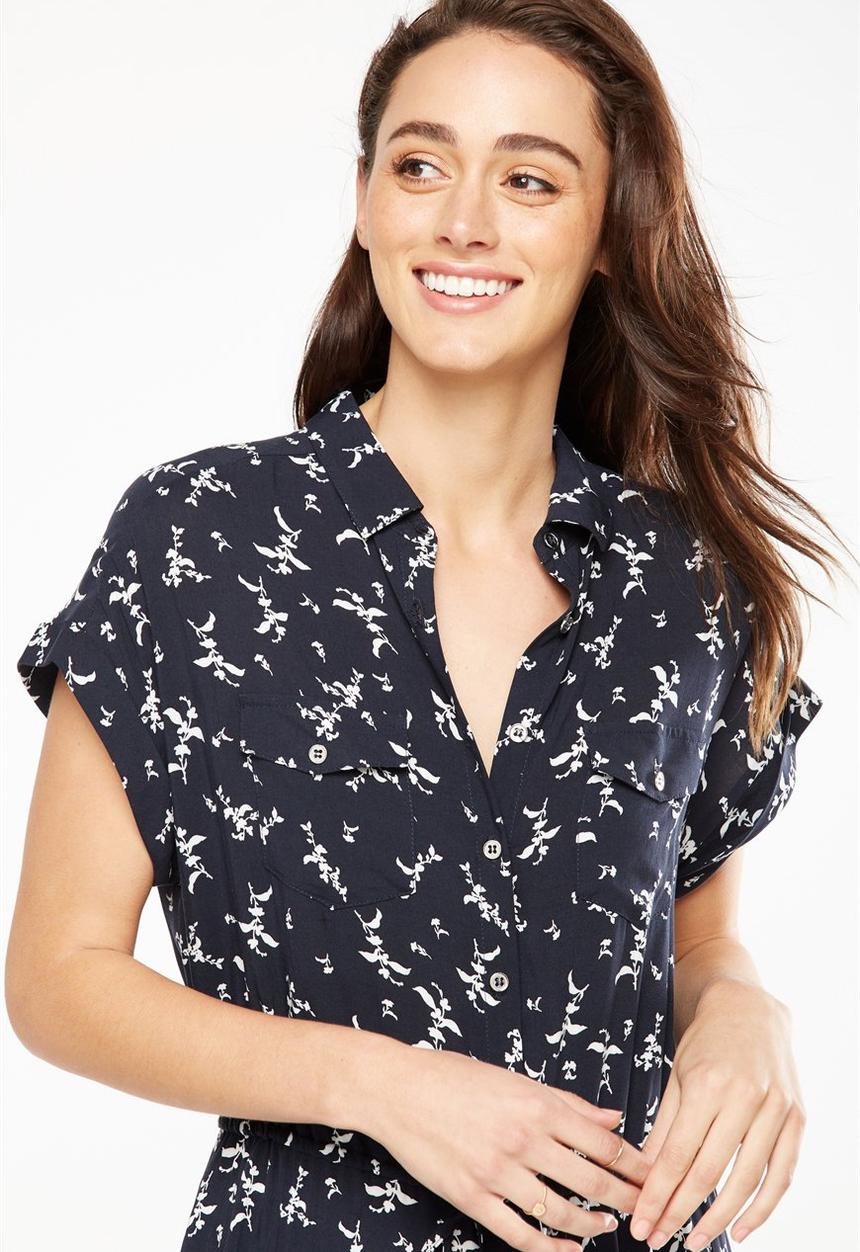 Cotton On - Woven short sleeve jumpsuit - navy 
