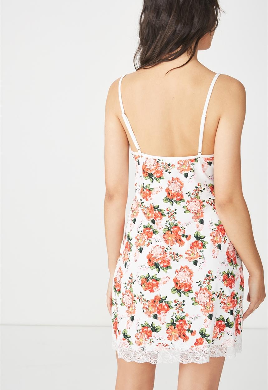 Cotton On - Lace slinky nightie - white & red