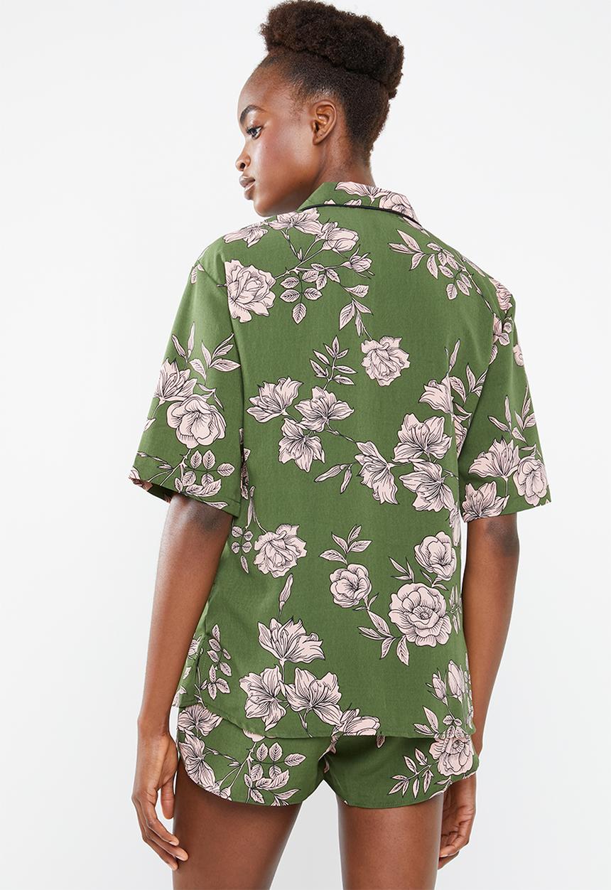 Superbalist - Sleep shirt & shorts set - khaki 