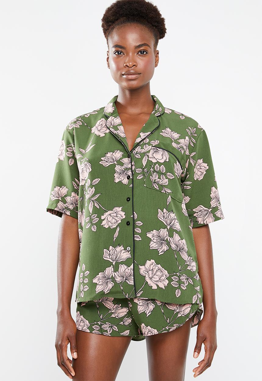 Superbalist - Sleep shirt & shorts set - khaki 
