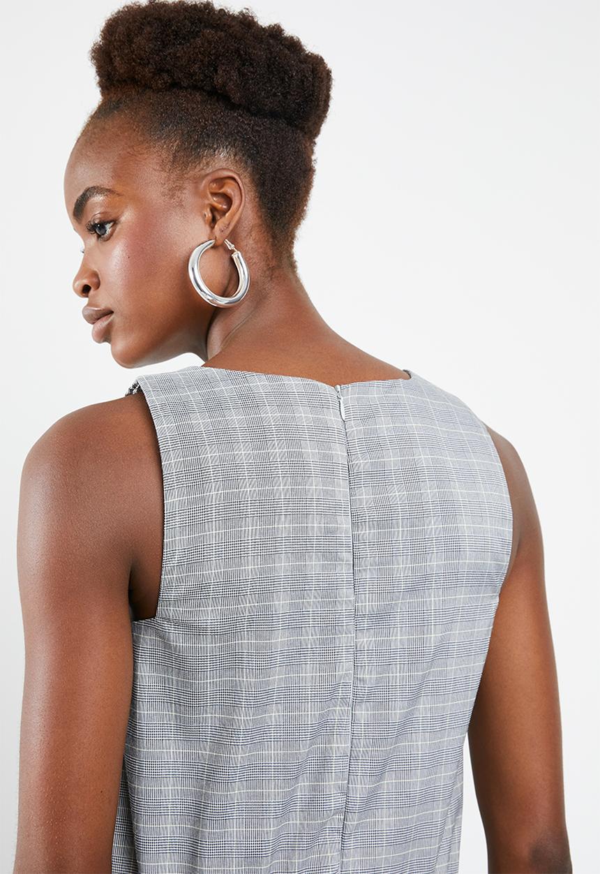 Superbalist - Check jumpsuit with drawstring detail - black 