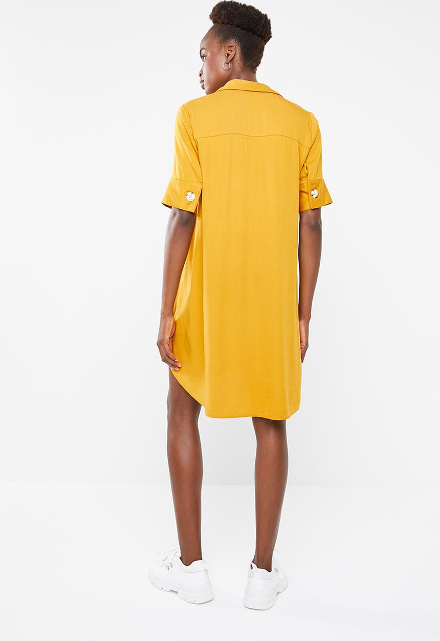 Superbalist - Shift dress with button detail - mustard