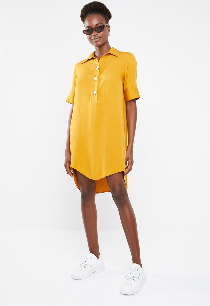 Superbalist - Shift dress with button detail - mustard