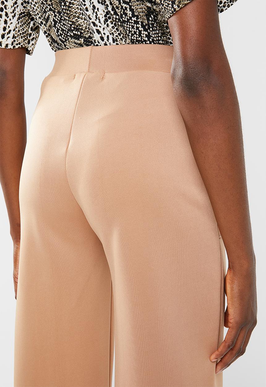 Missguided - Contrast stitch wide leg trousers - neutral