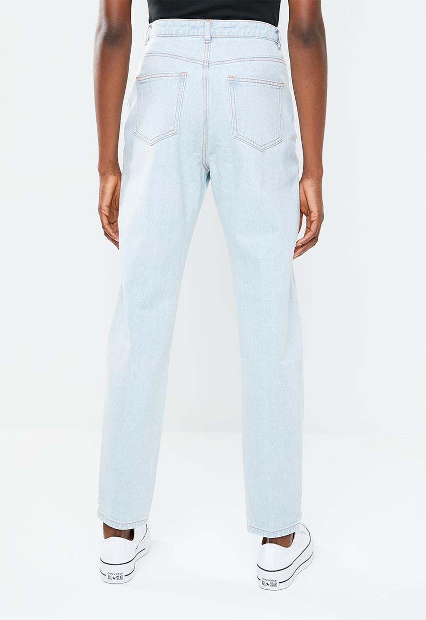 Missguided - Riot high rise double popper mom jean - blue