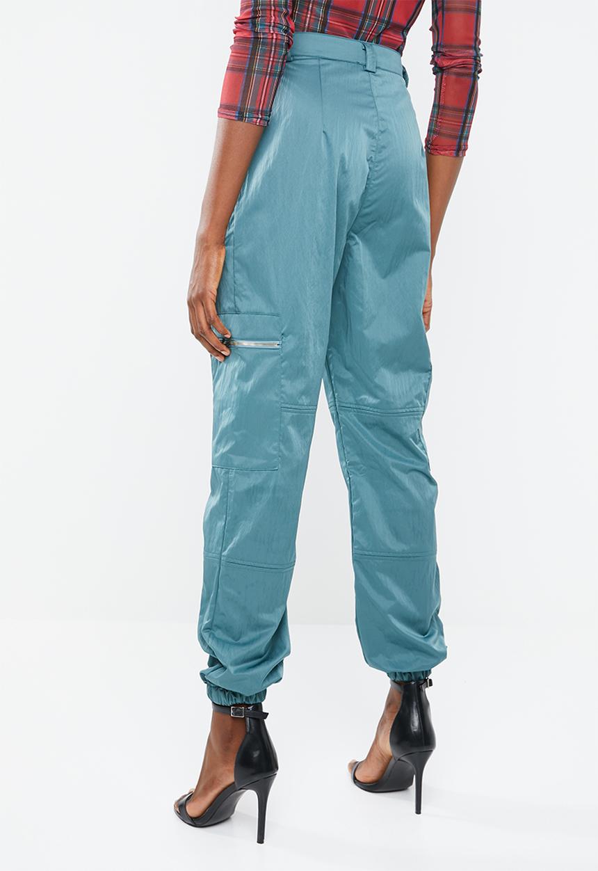 Missguided - Shell suit cargo trouser - green