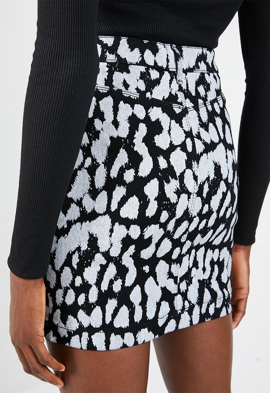 Missguided - Mono leopard super stretch denim skirt - black & white