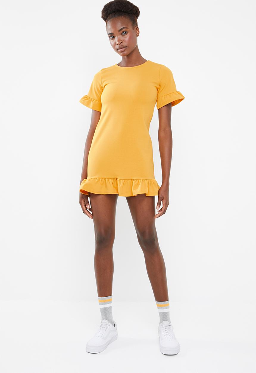 Missguided - Frill detail mini dress - yellow