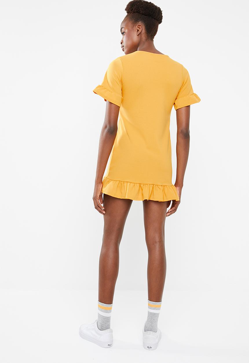 Missguided - Frill detail mini dress - yellow
