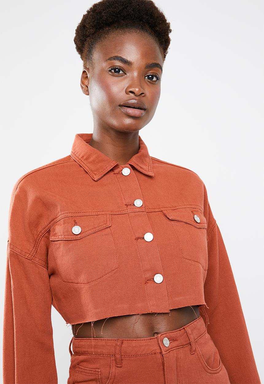 Missguided - Regular fit raw hem jacket - rust 
