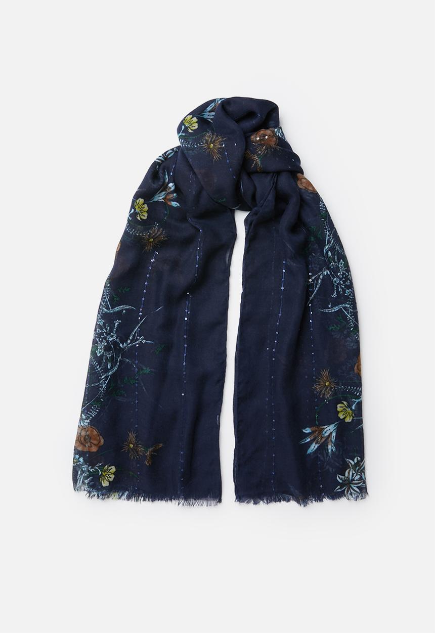 Joy Collectables - Floral print scarf - navy