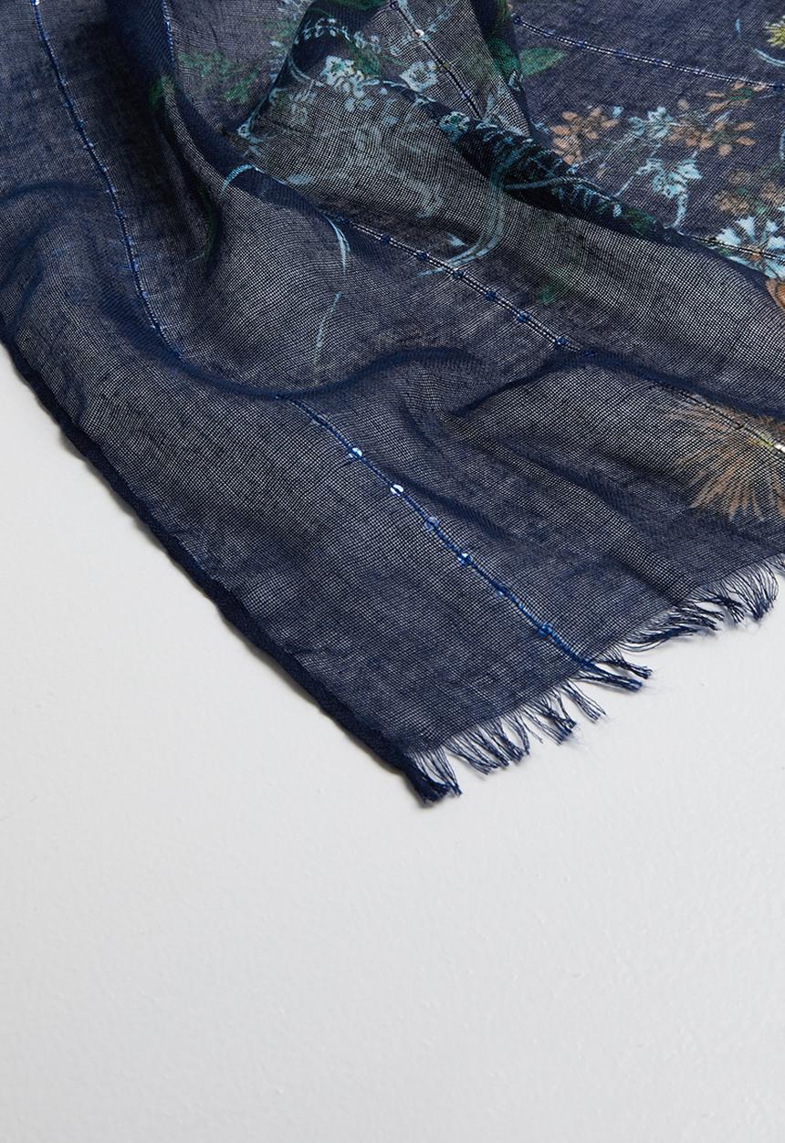 Joy Collectables - Floral print scarf - navy