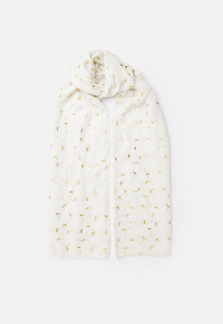 Joy Collectables - Printed detail scarf - white & gold