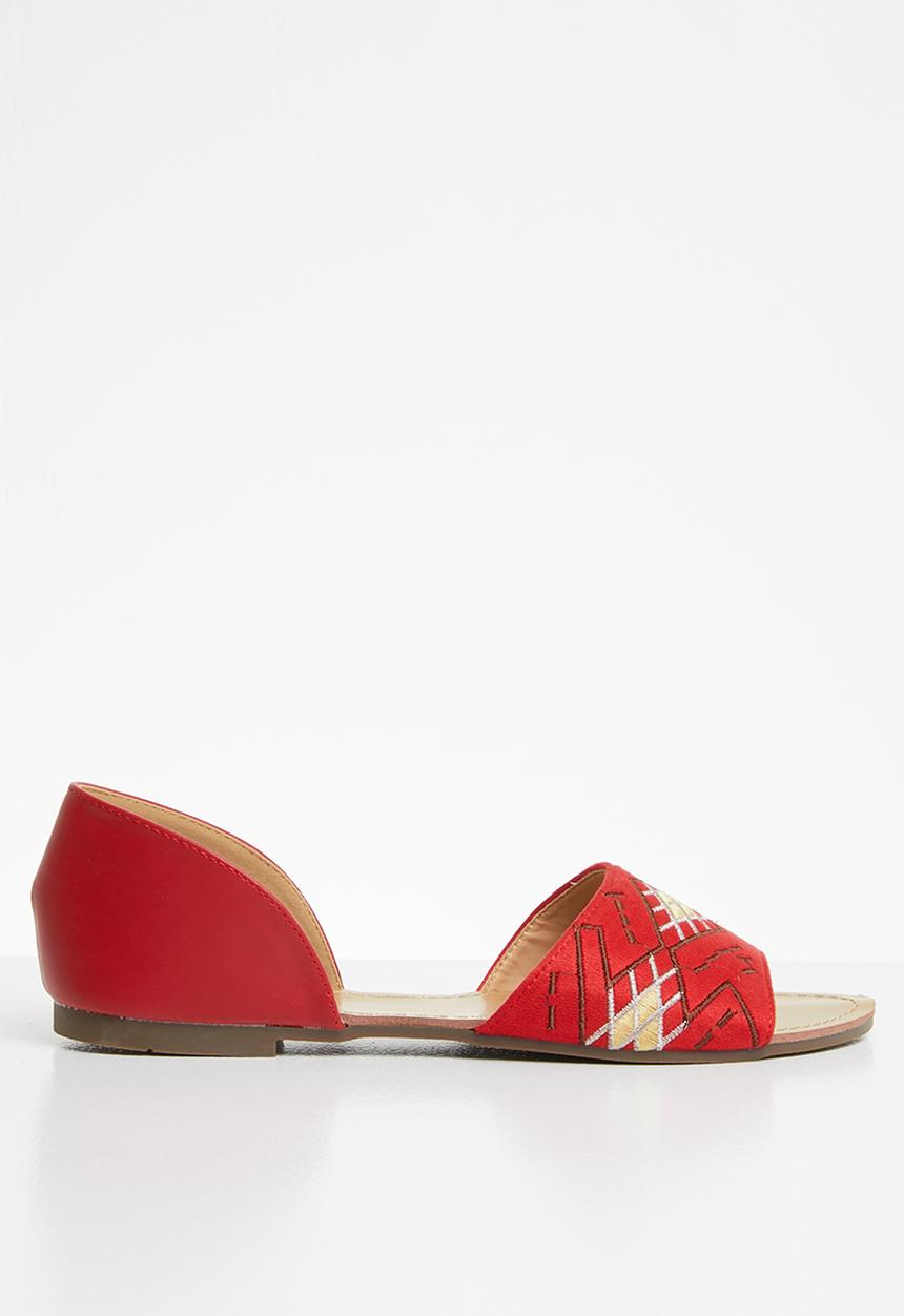 Jada - Embroidered sandals - red