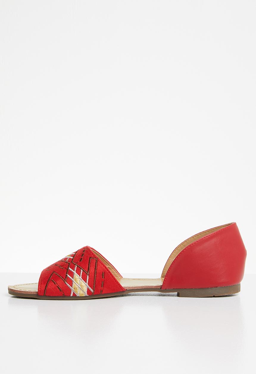 Jada - Embroidered sandals - red