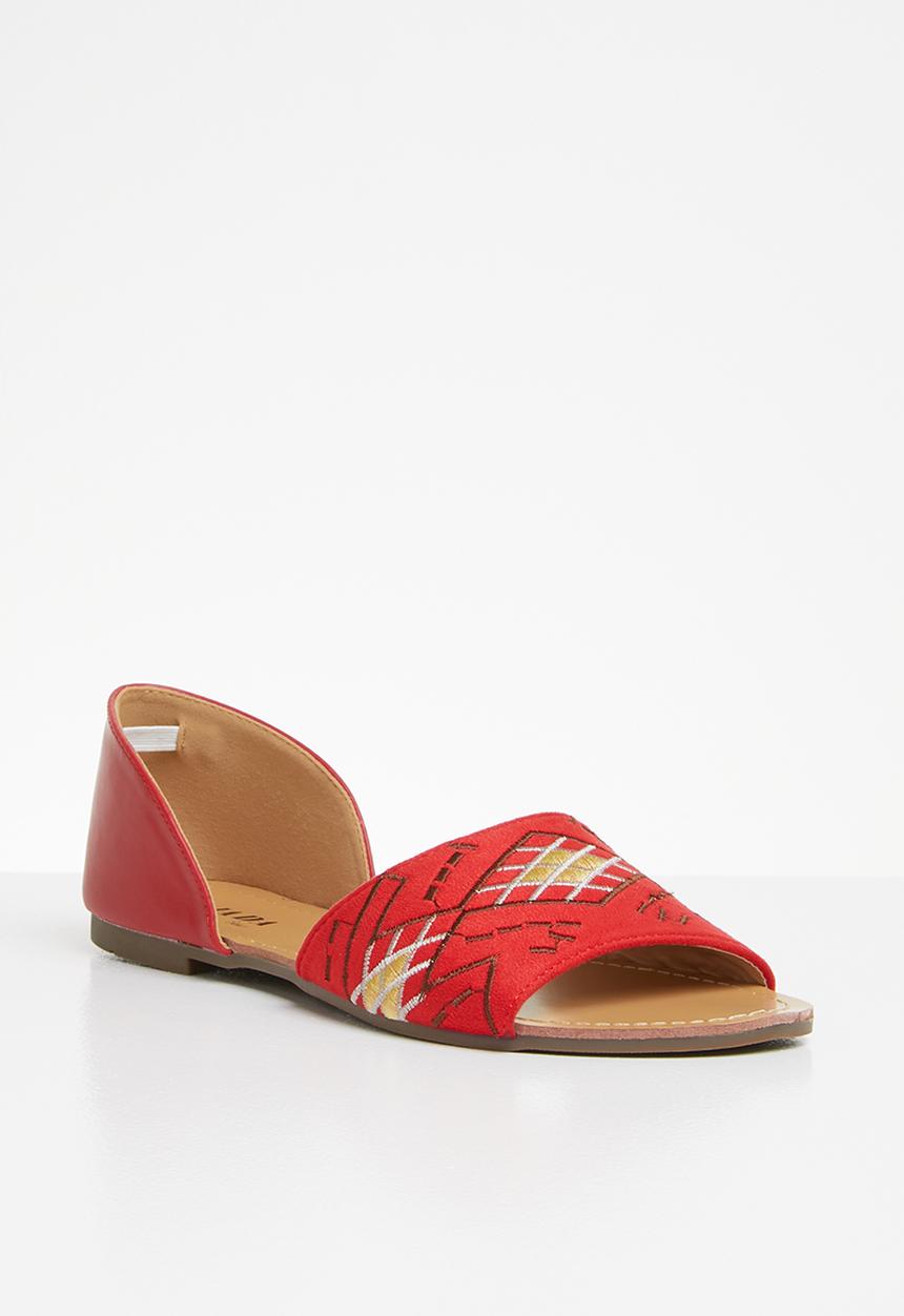 Jada - Embroidered sandals - red