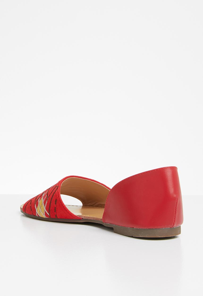 Jada - Embroidered sandals - red