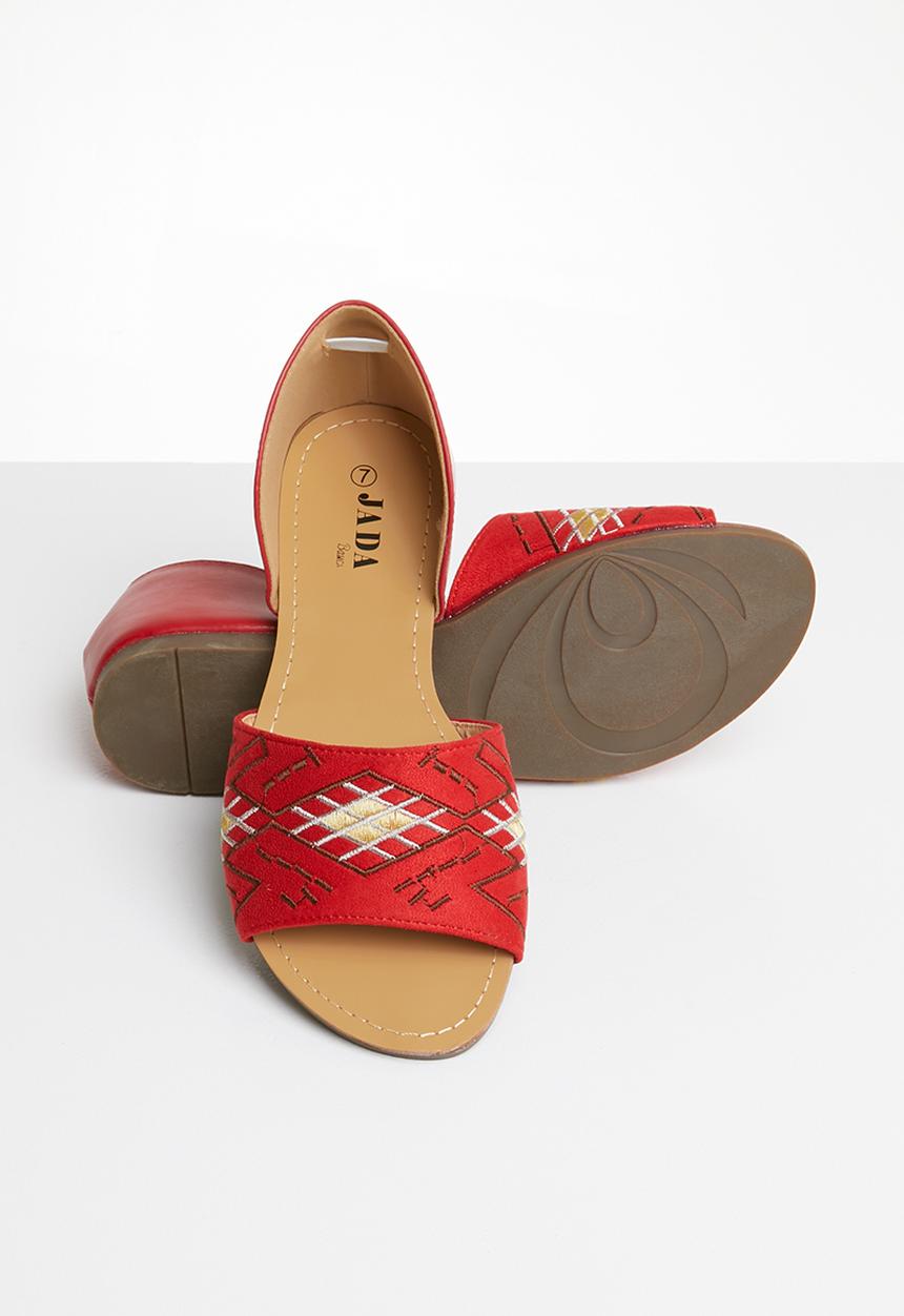 Jada - Embroidered sandals - red