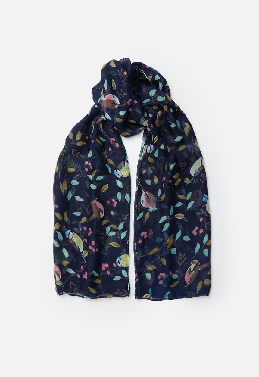 Joy Collectables - Leaf print scarf - navy