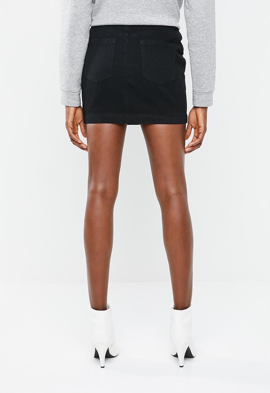 Missguided - Linear embellished denim mini skirt - black