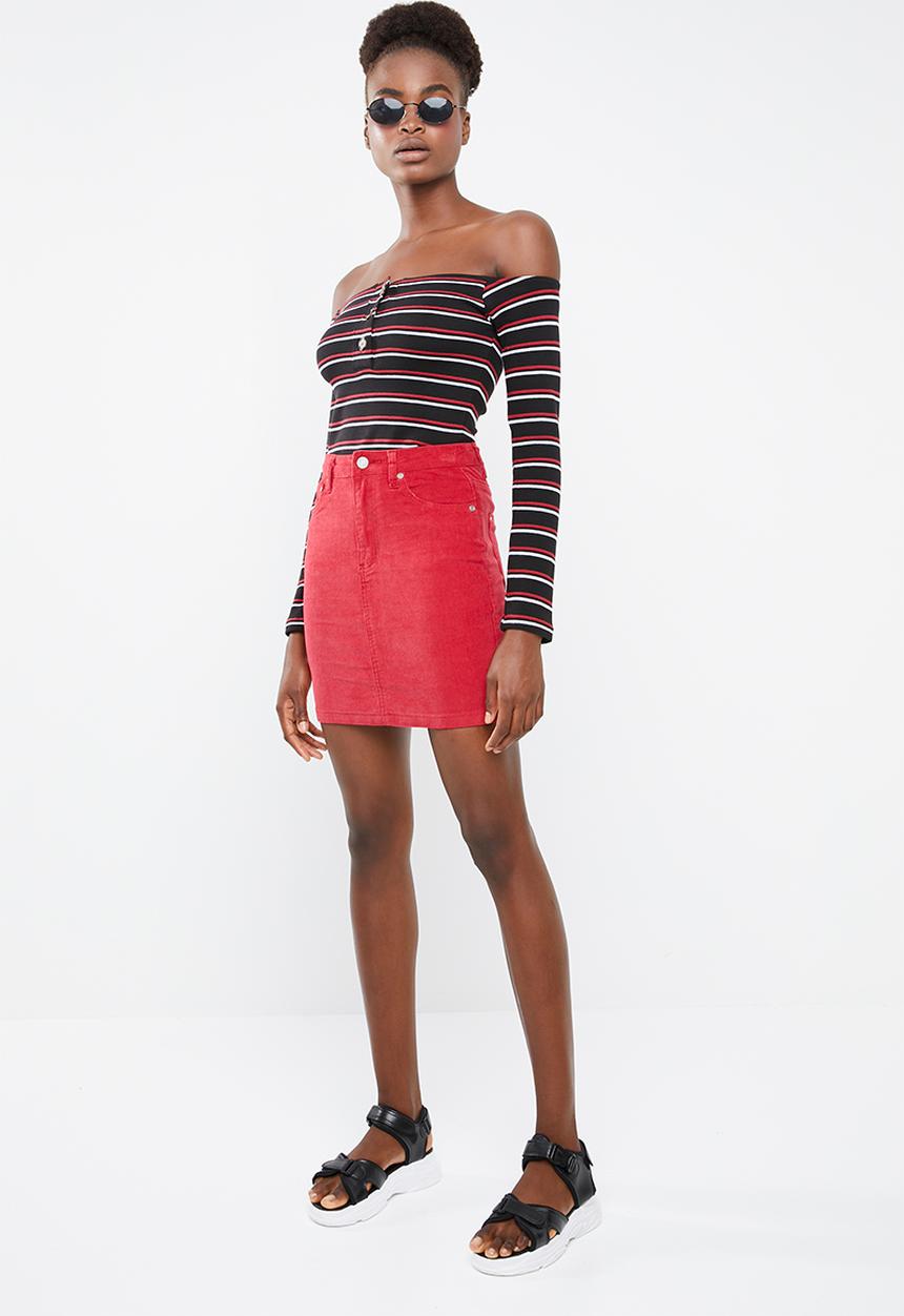 Missguided - Superstretch corduroy skirt - red