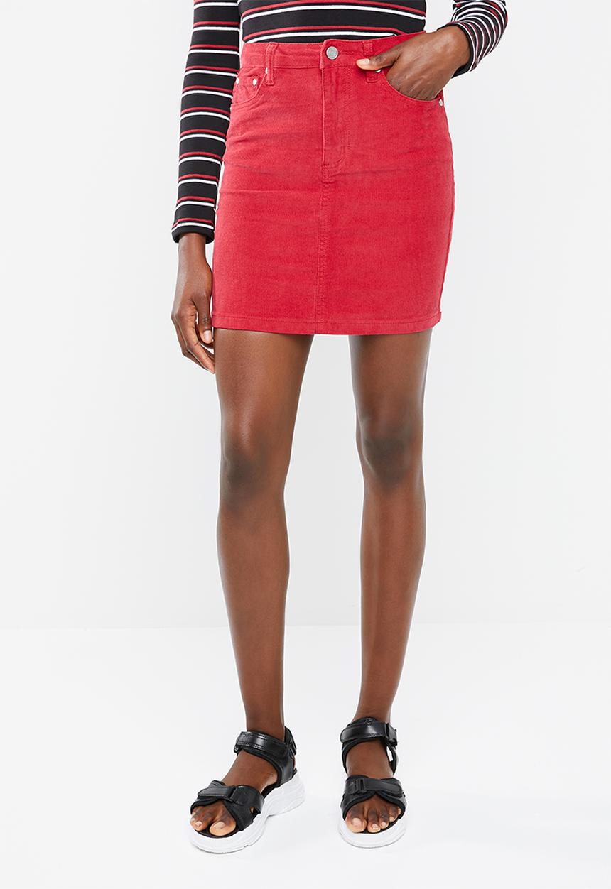 Missguided - Superstretch corduroy skirt - red