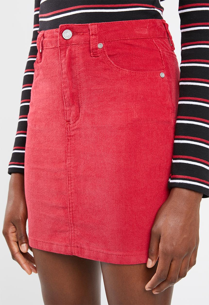 Missguided - Superstretch corduroy skirt - red