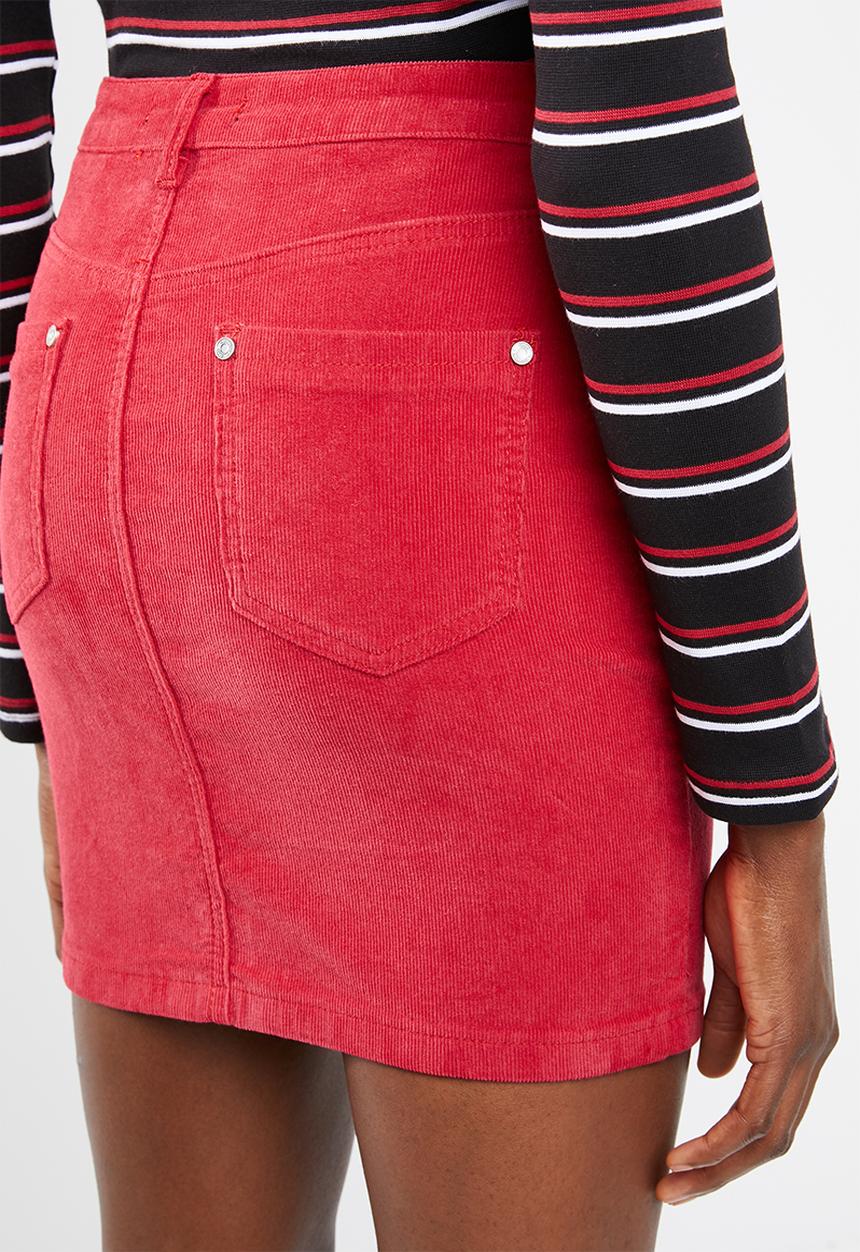 Missguided - Superstretch corduroy skirt - red