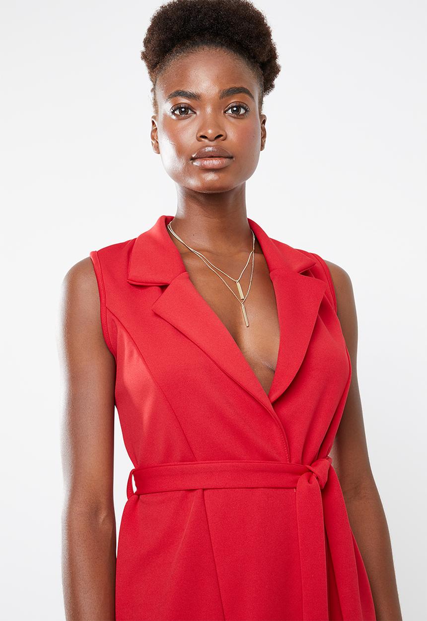 Missguided - Sleeveless blazer dress - red