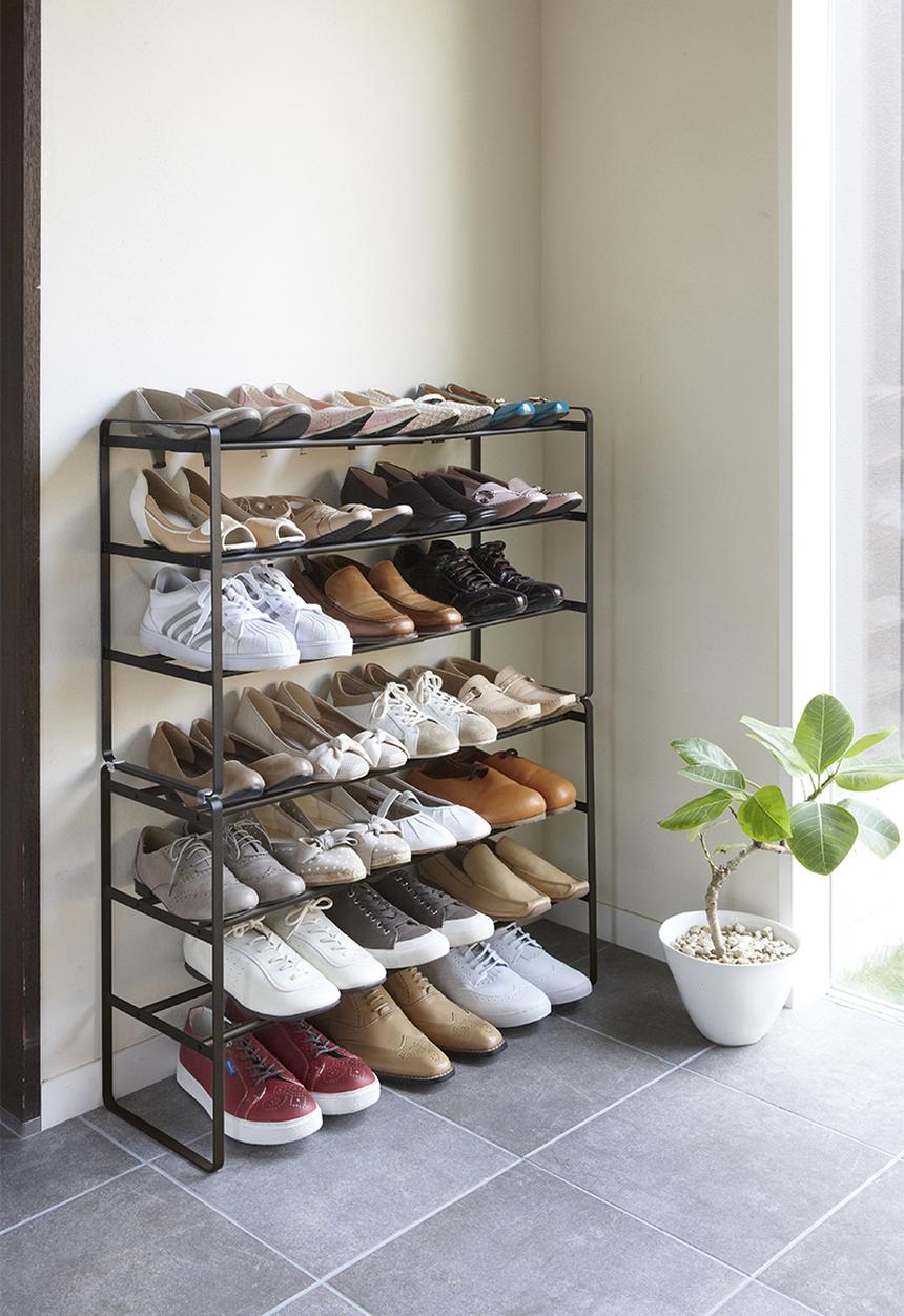 Yamazaki - Expandable 3 tier shoe rack - black