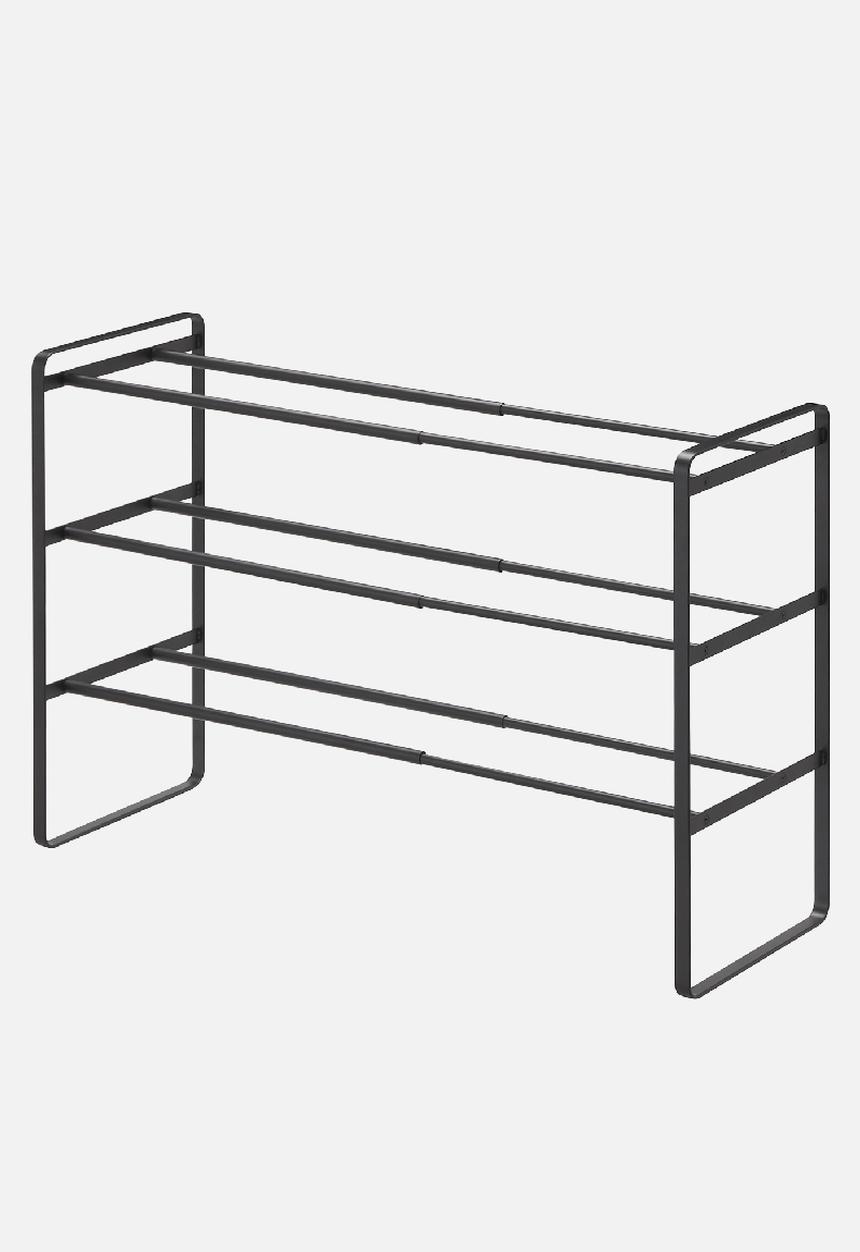 Yamazaki - Expandable 3 tier shoe rack - black