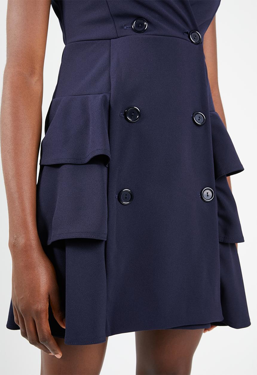 Missguided - Sleeveless frill blazer dress - navy