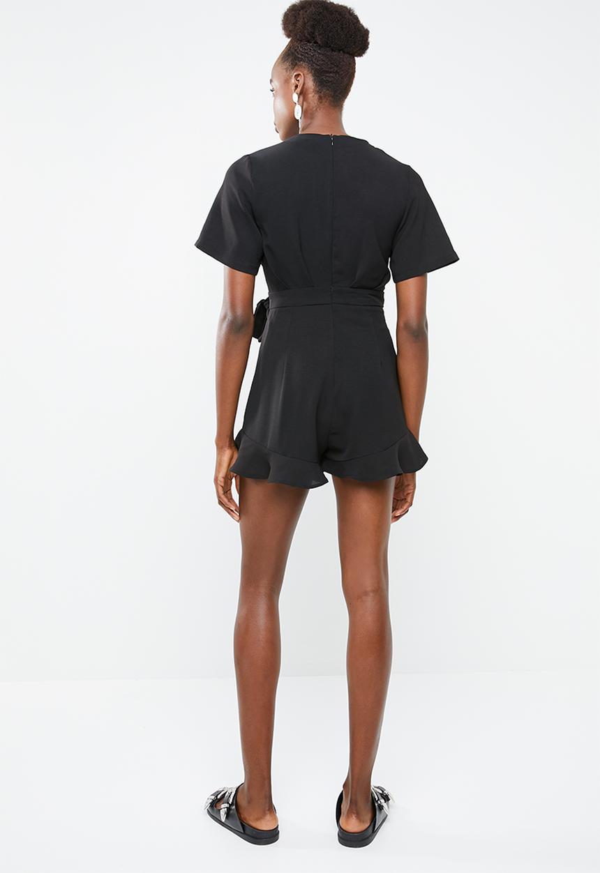 Missguided - Wrap over playsuit - black
